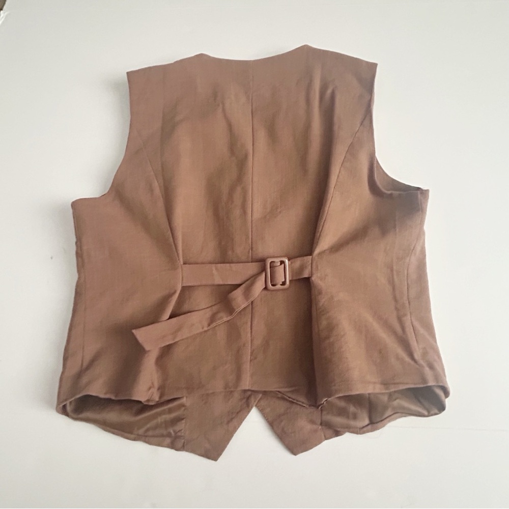 Brown Linen Vest | Size Large - Picture 2 of 3